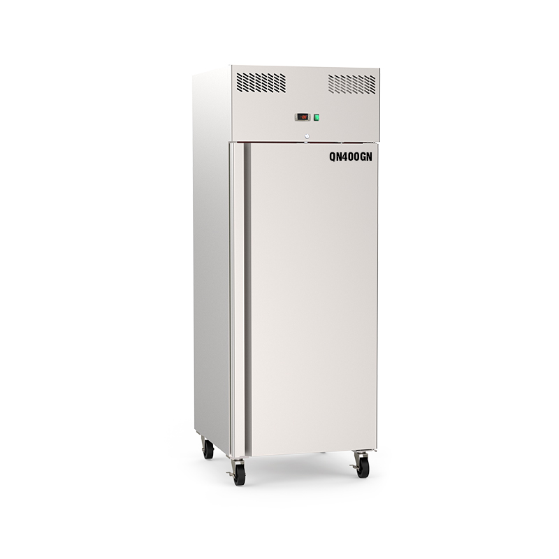 Does the stainless steel exterior of an upright refrigerator have an anti-fingerprint and anti-scratch coating?